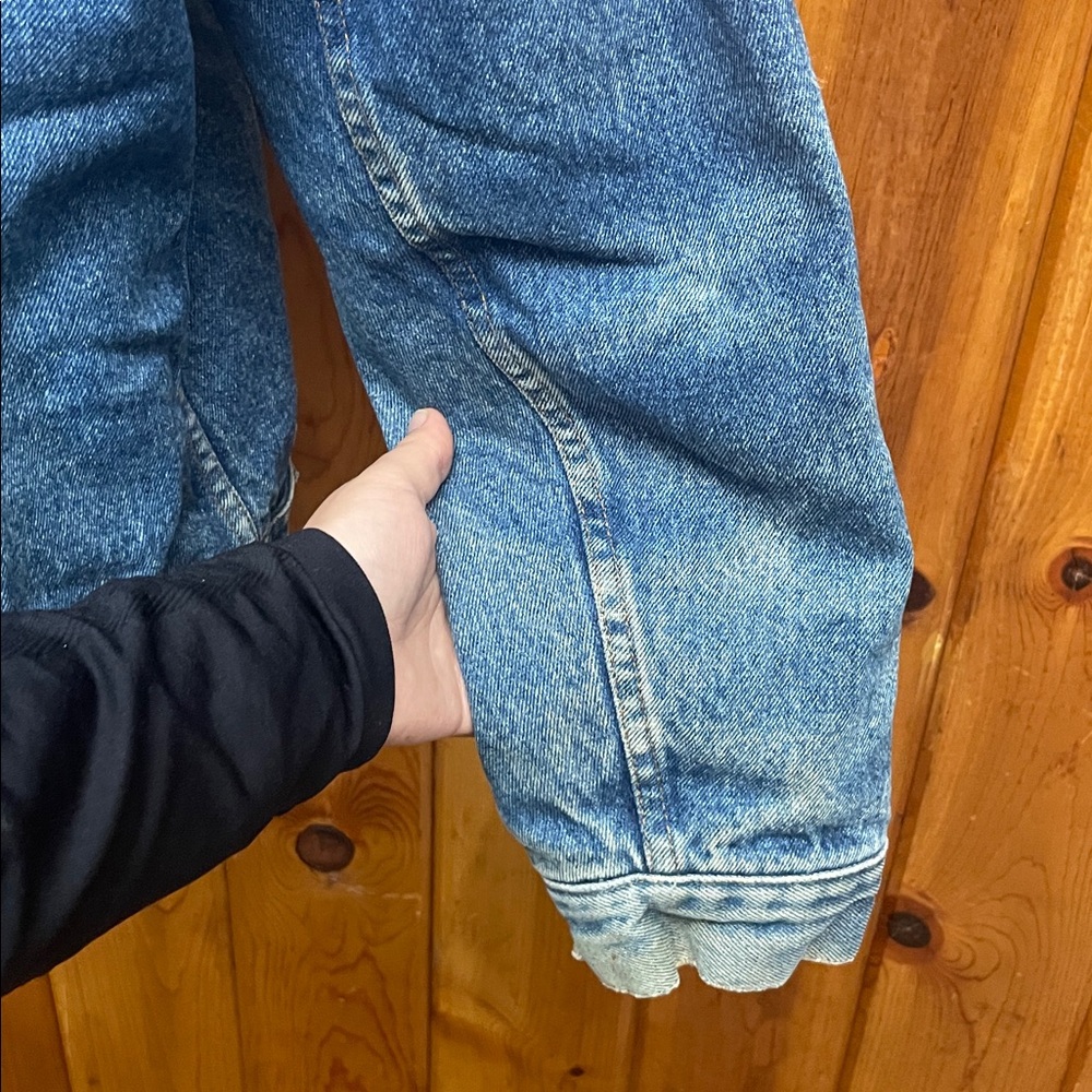 80s Gap Mens Large Sherpa Collar Lined Faded Denim Jean Jacket vintage coat - Picture 8 of 13